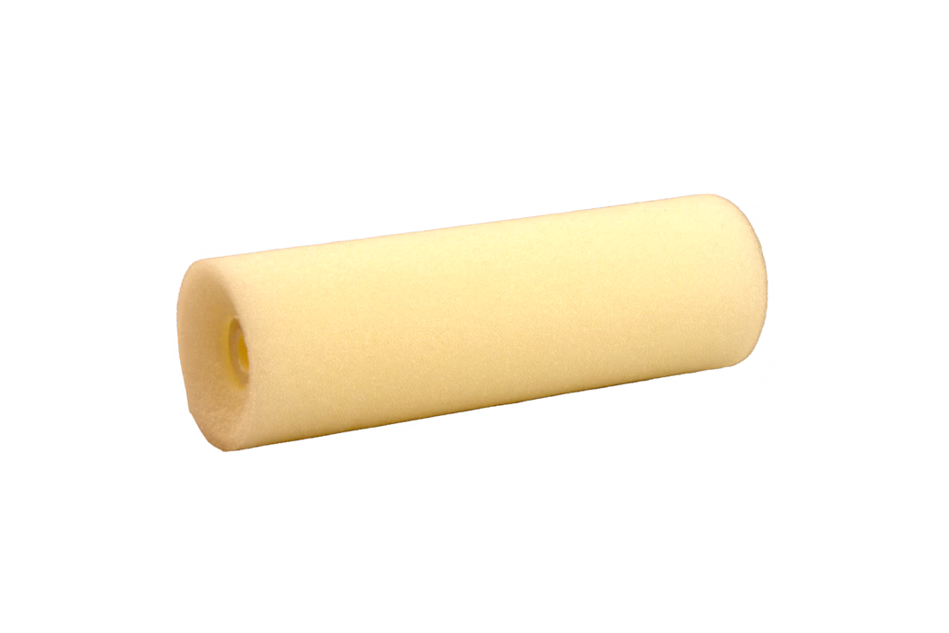 Un rouleau en mousse cylindrique, de couleur jaune clair, utilisé pour des exercices et la physiothérapie.
