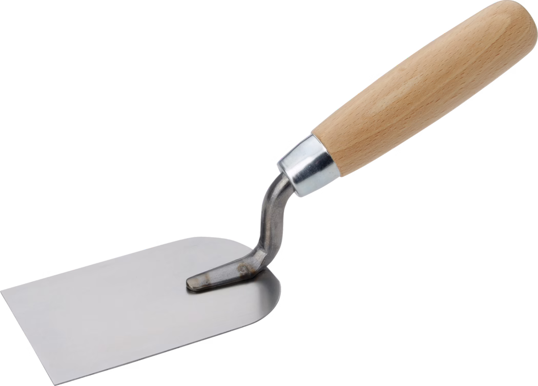 Pajarito_Dummy_Plasterer spatula Performance Line_059684_012958_089358_051949_089359_089360_065672_2021-02 Une truelle de jardin avec une lame en acier inoxydable et un manche en bois, idéale pour creuser et planter.